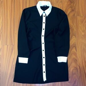 🦓Zara Black and White Long Sleeve Shirt Dress